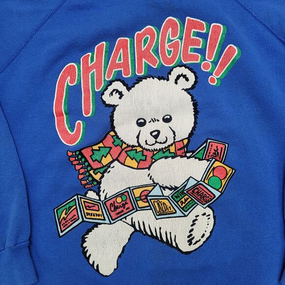 Vintage Teddy Bear Sweatshirt Womens XL 24x22 Blue - Picture 3 of 12